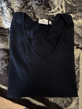 Ag Adriano Goldschmied Black V-Neck Knit Top